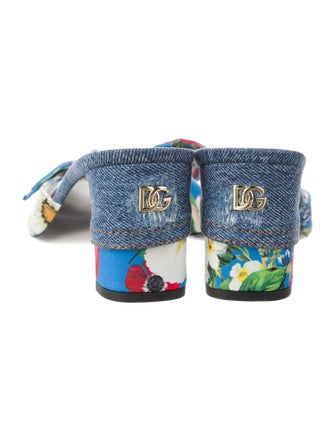 Dolce & Gabbana Denim Floral Print Slides
