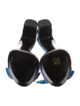 Dolce & Gabbana Denim Floral Print Slides