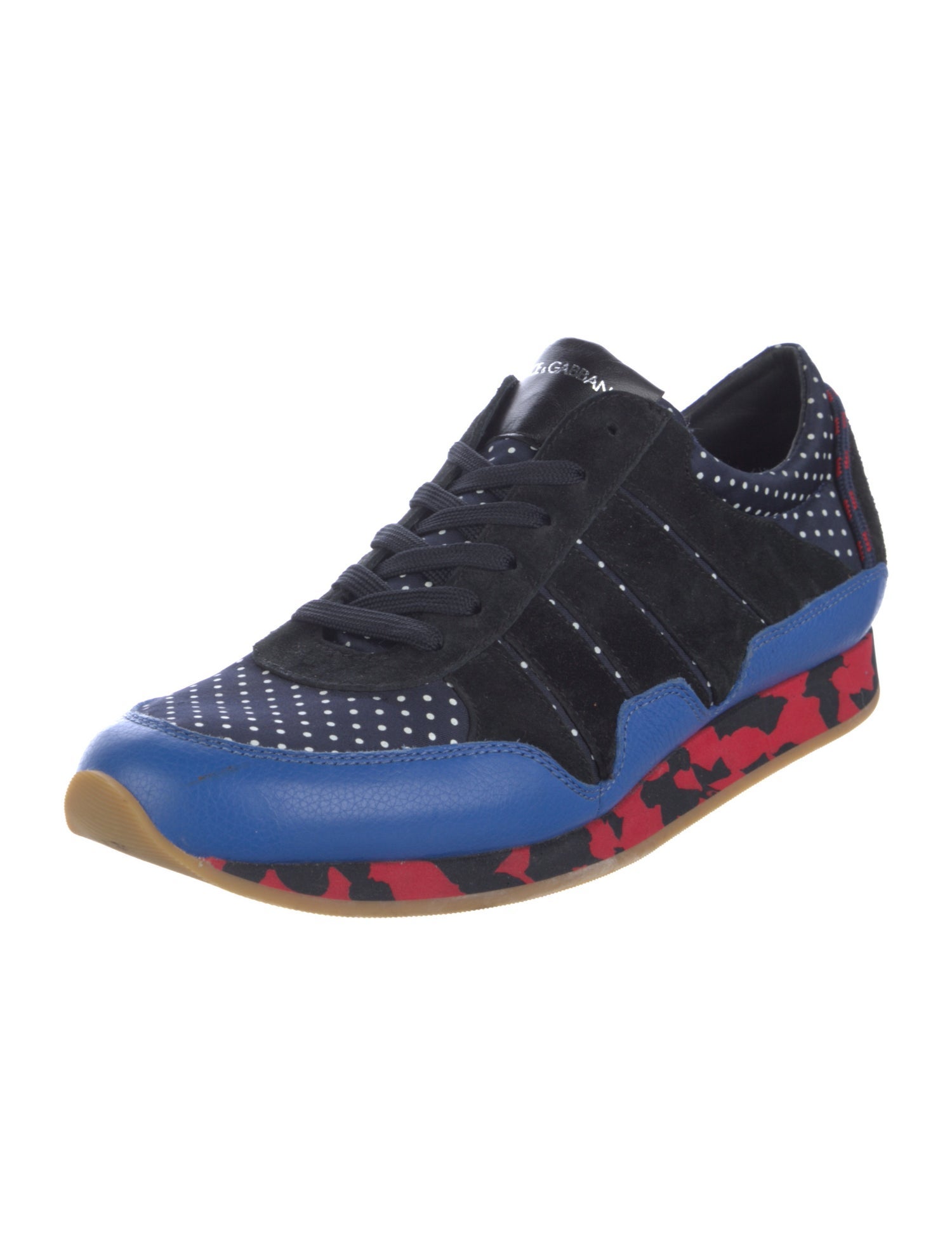 Dolce & Gabbana Suede Colorblock Pattern Sneakers