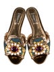 Dolce & Gabbana Floral Print Crystal Embellishments Slides