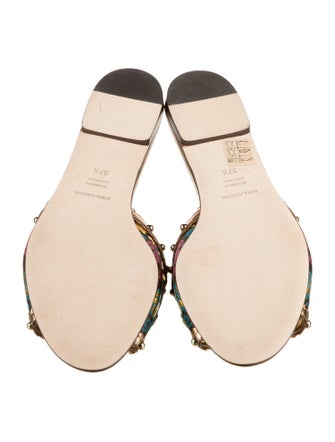 Dolce & Gabbana Floral Print Crystal Embellishments Slides