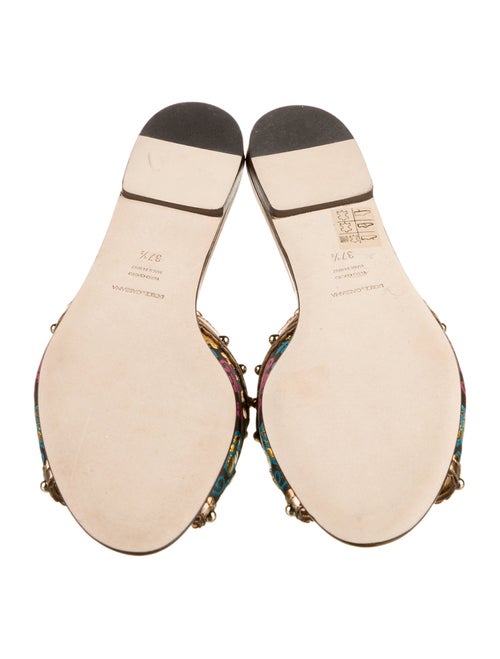 Dolce & Gabbana Floral Print Crystal Embellishments Slides