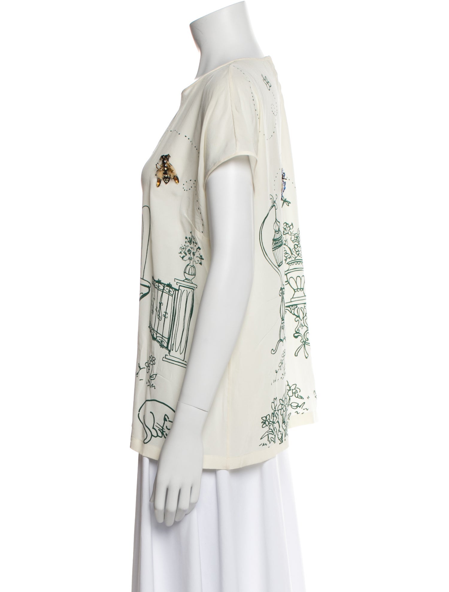 Dolce & Gabbana Silk Graphic Print T-Shirt