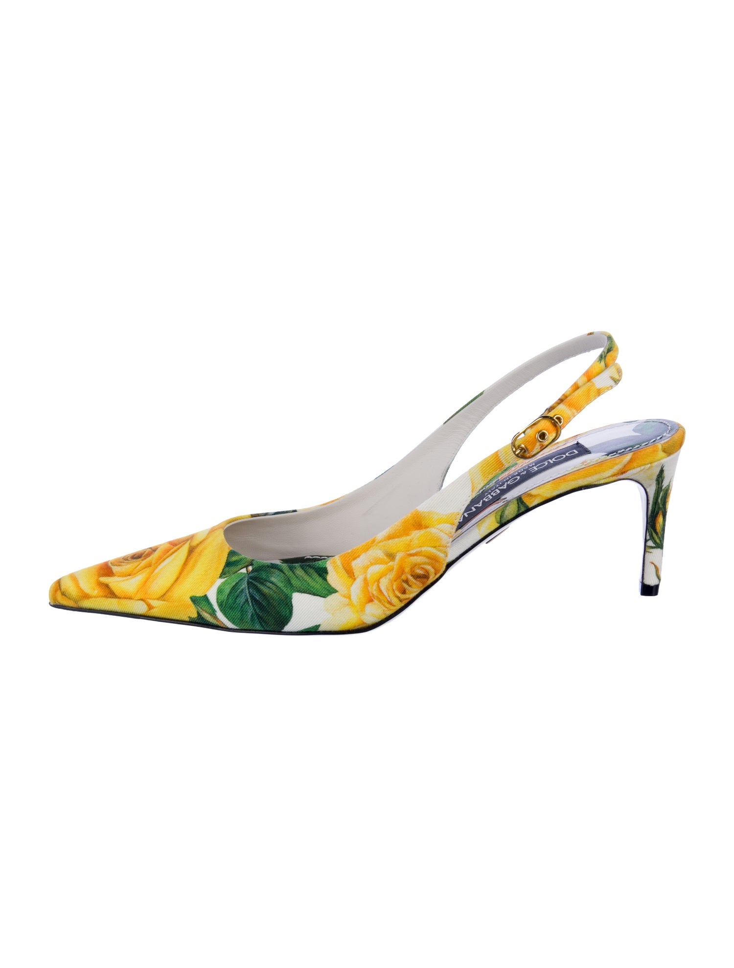Dolce & Gabbana Canvas Floral Print Slingback Pumps