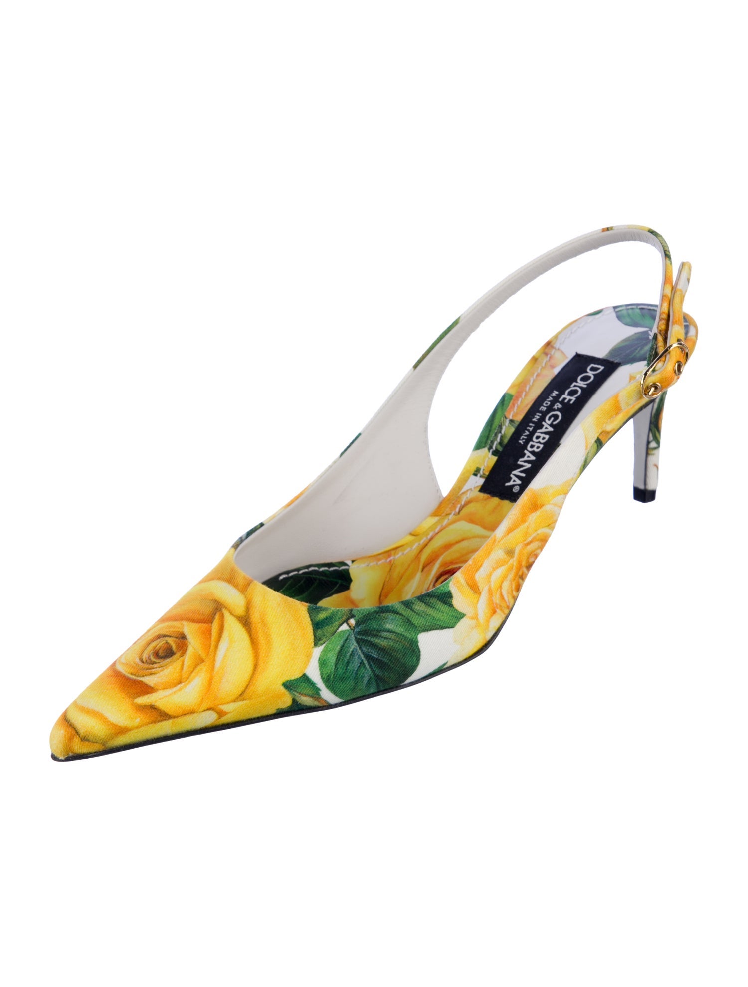 Dolce & Gabbana Canvas Floral Print Slingback Pumps