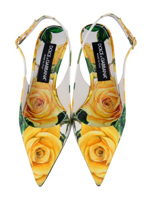 Dolce & Gabbana Canvas Floral Print Slingback Pumps