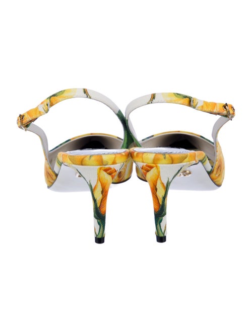 Dolce & Gabbana Canvas Floral Print Slingback Pumps