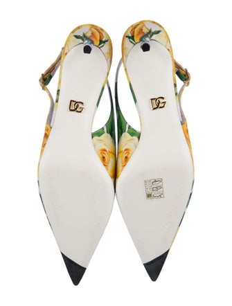 Dolce & Gabbana Canvas Floral Print Slingback Pumps