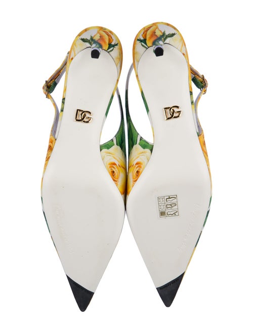 Dolce & Gabbana Canvas Floral Print Slingback Pumps