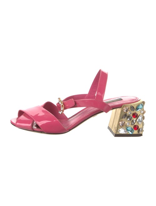 Dolce & Gabbana Patent Leather Crystal Embellishments Slingback Sandals