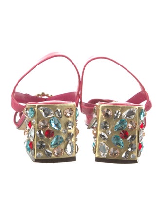 Dolce & Gabbana Patent Leather Crystal Embellishments Slingback Sandals