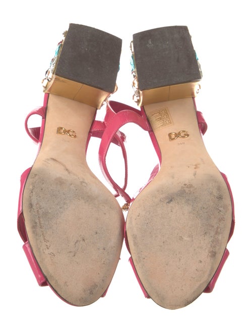 Dolce & Gabbana Patent Leather Crystal Embellishments Slingback Sandals