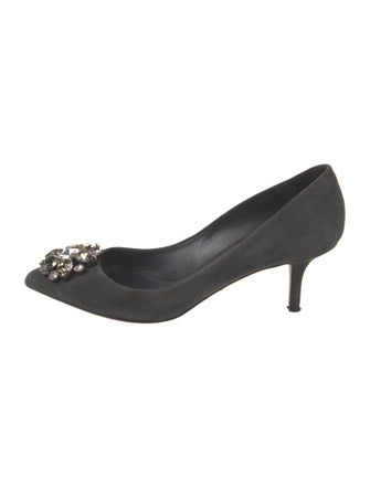 Dolce & Gabbana Suede Crystal Embellishments Pumps