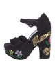 Dolce & Gabbana Suede Floral Print Sandals