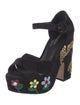 Dolce & Gabbana Suede Floral Print Sandals