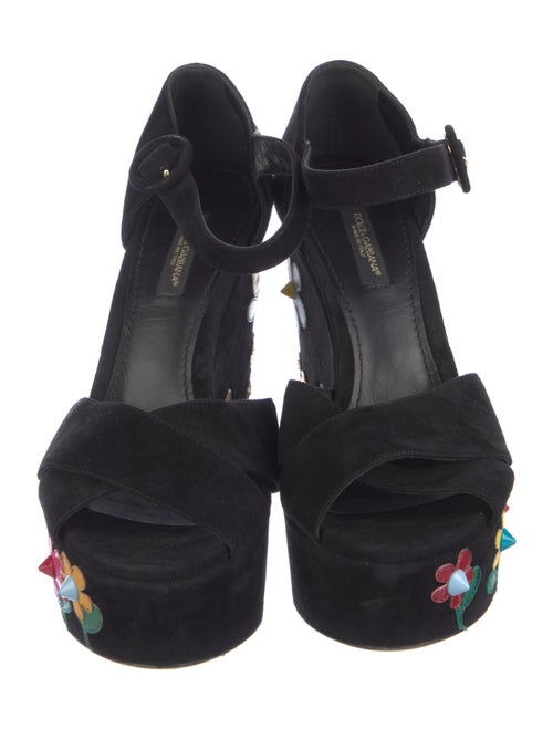 Dolce & Gabbana Suede Floral Print Sandals