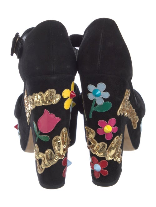 Dolce & Gabbana Suede Floral Print Sandals