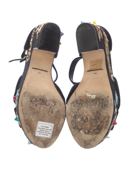 Dolce & Gabbana Suede Floral Print Sandals