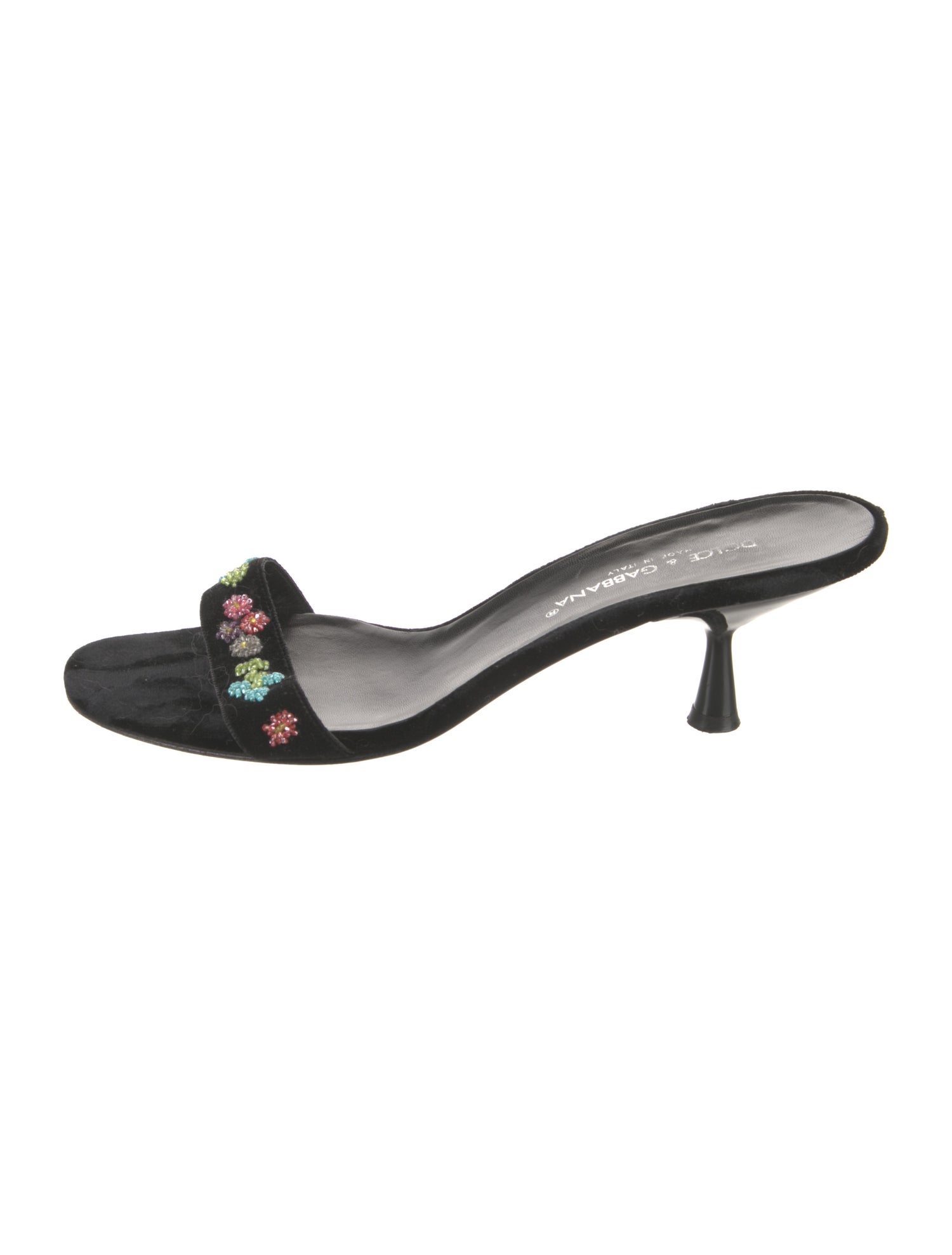 Dolce & Gabbana Velvet Floral Print Slides
