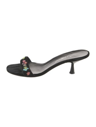 Dolce & Gabbana Velvet Floral Print Slides