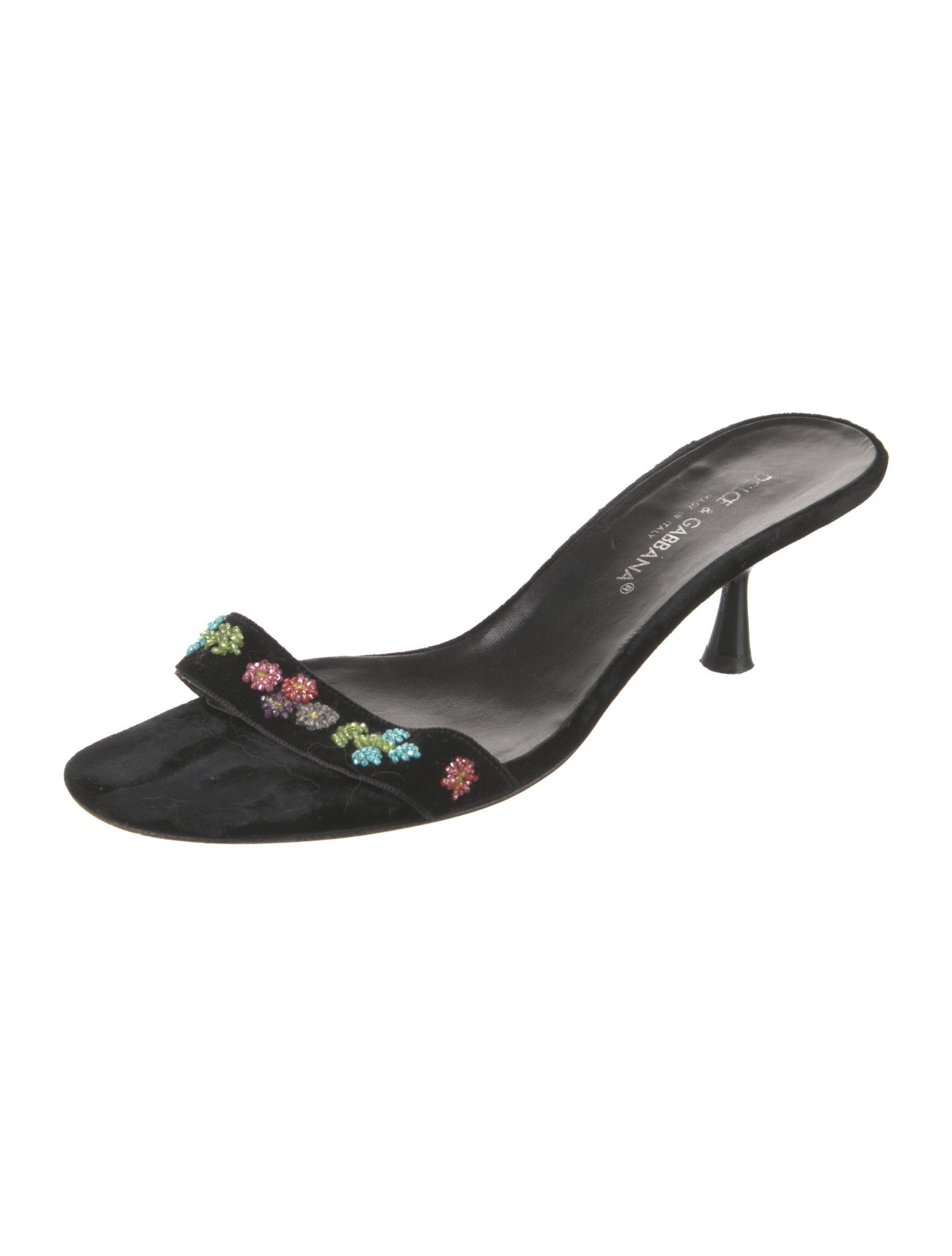 Dolce & Gabbana Velvet Floral Print Slides