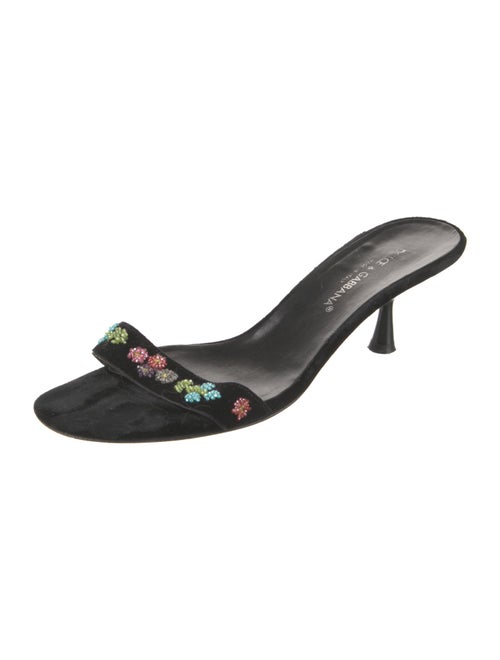 Dolce & Gabbana Velvet Floral Print Slides