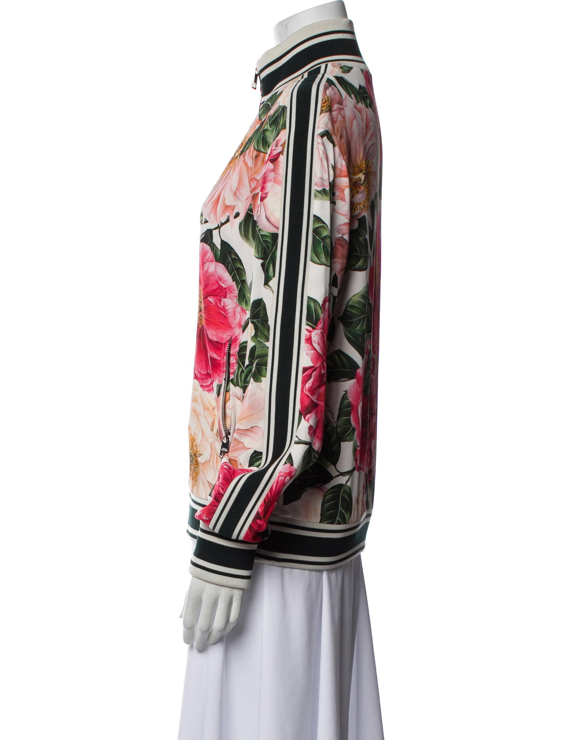 Dolce & Gabbana Silk Floral Print Bomber Jacket