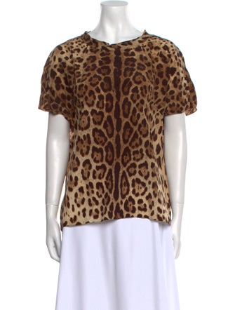 Dolce & Gabbana Silk Animal Print T-Shirt