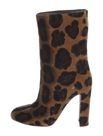 Dolce & Gabbana Velvet Animal Print Boots