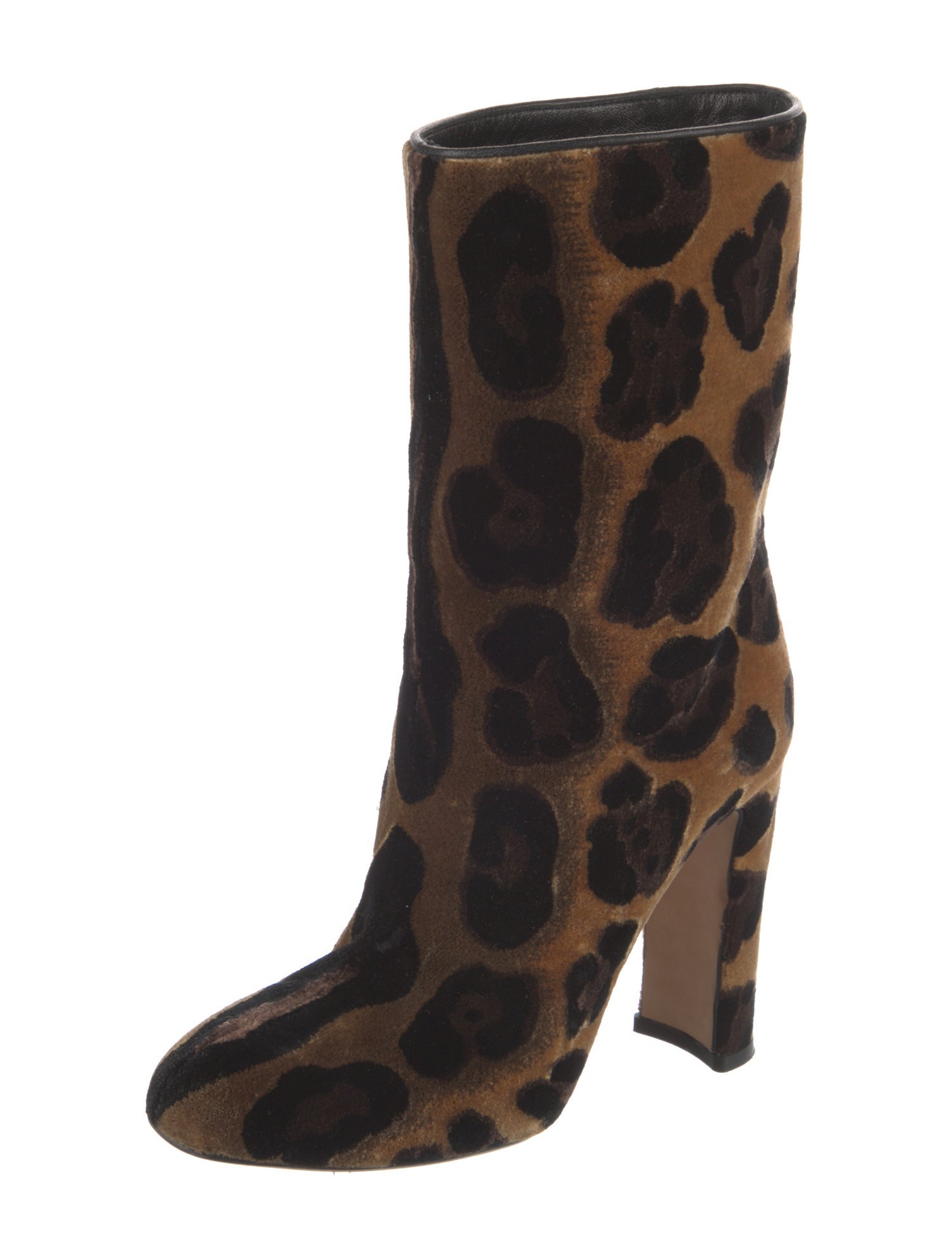 Dolce & Gabbana Velvet Animal Print Boots