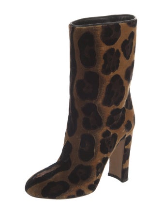 Dolce & Gabbana Velvet Animal Print Boots