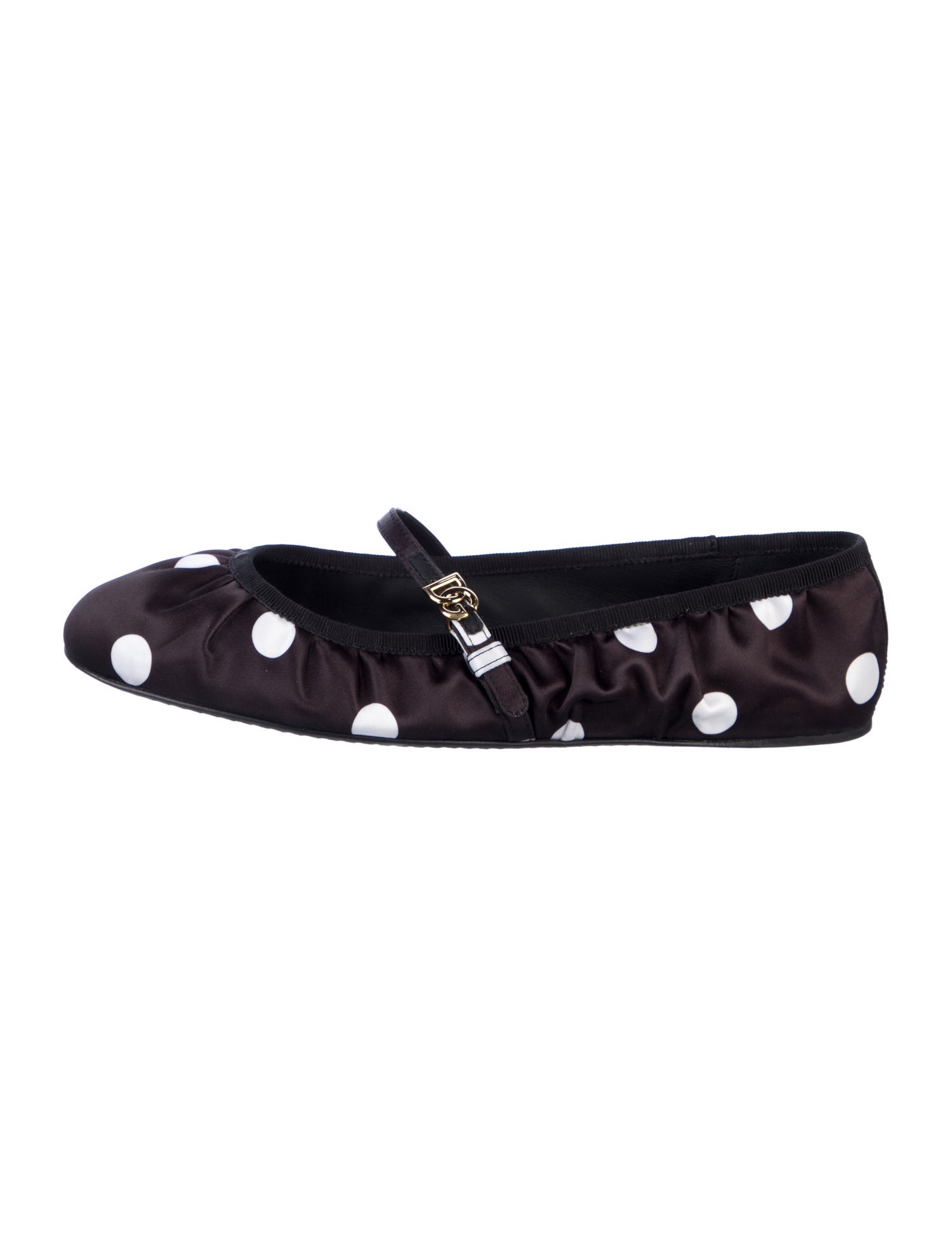 Dolce & Gabbana Satin Polka Dot Print Mary Jane Flats