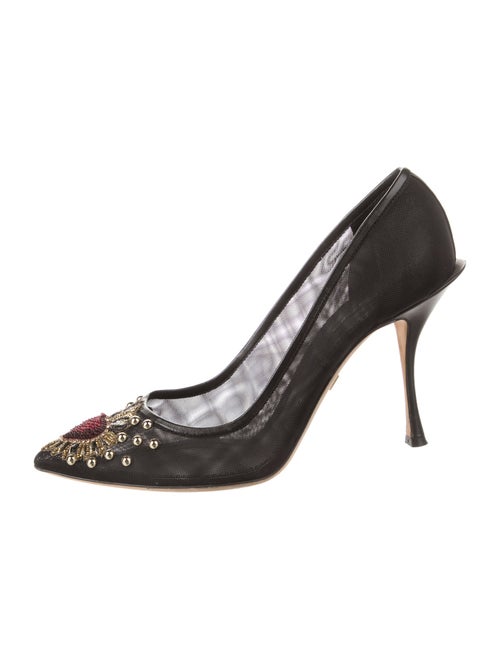 Dolce & Gabbana Sacred Heart Print Mesh Pumps