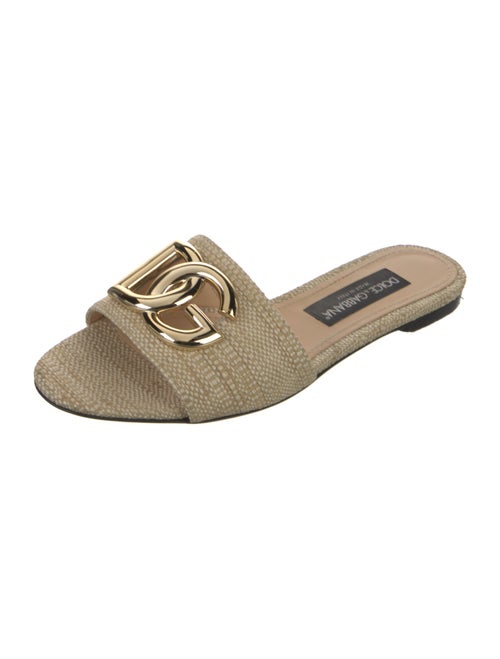 Dolce & Gabbana Raffia Cutout Accent Slides