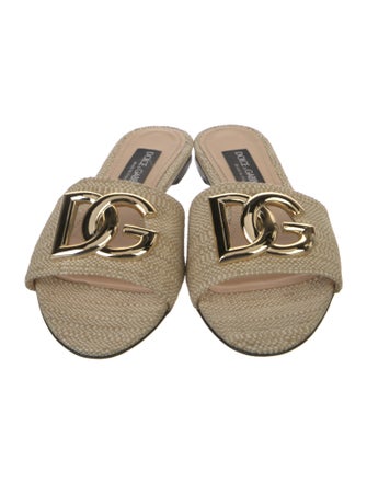 Dolce & Gabbana Raffia Cutout Accent Slides