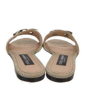 Dolce & Gabbana Raffia Cutout Accent Slides
