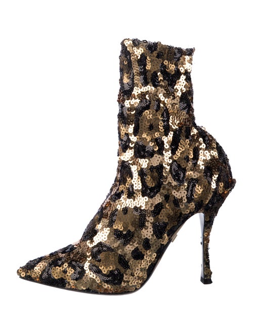 Dolce & Gabbana Sequins Animal Print Sock Boots