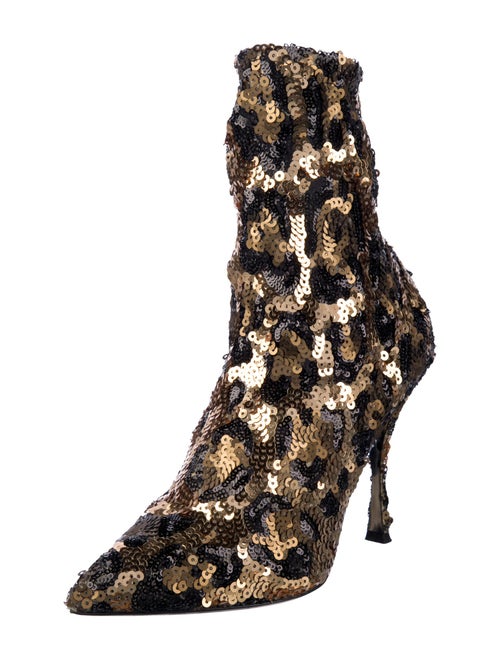 Dolce & Gabbana Sequins Animal Print Sock Boots