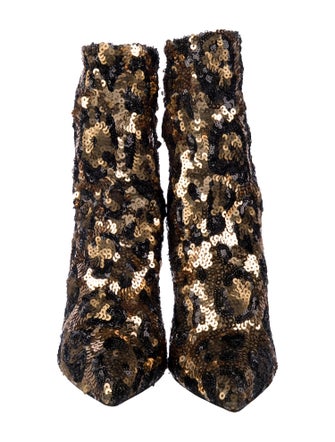 Dolce & Gabbana Sequins Animal Print Sock Boots