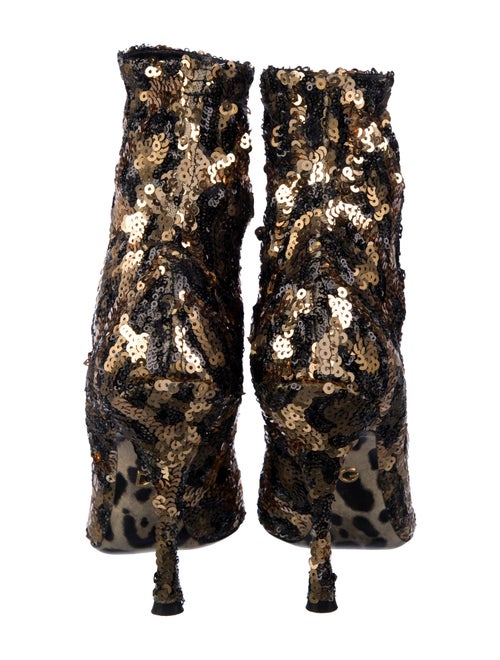 Dolce & Gabbana Sequins Animal Print Sock Boots