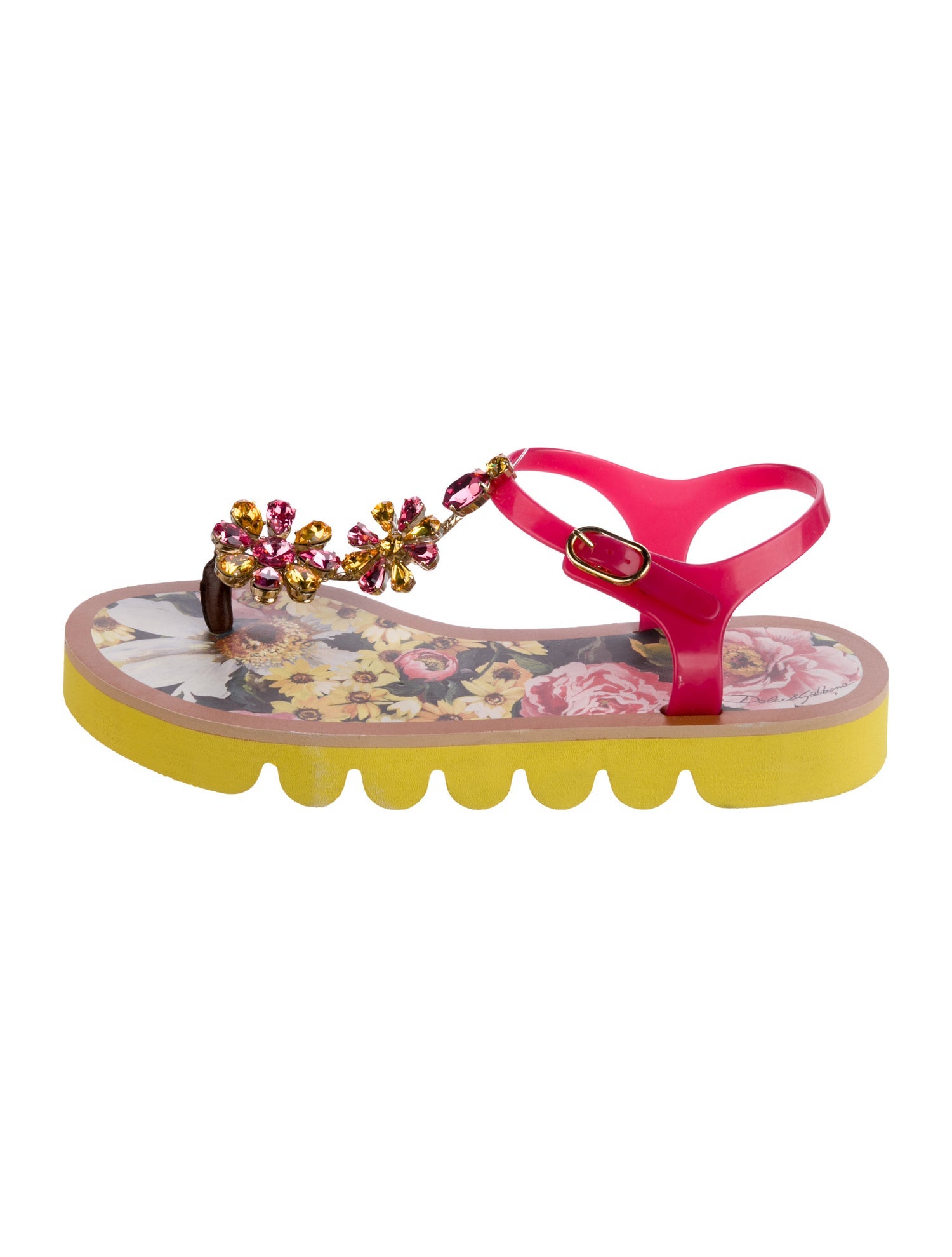 Dolce & Gabbana Rubber T-Strap Sandals