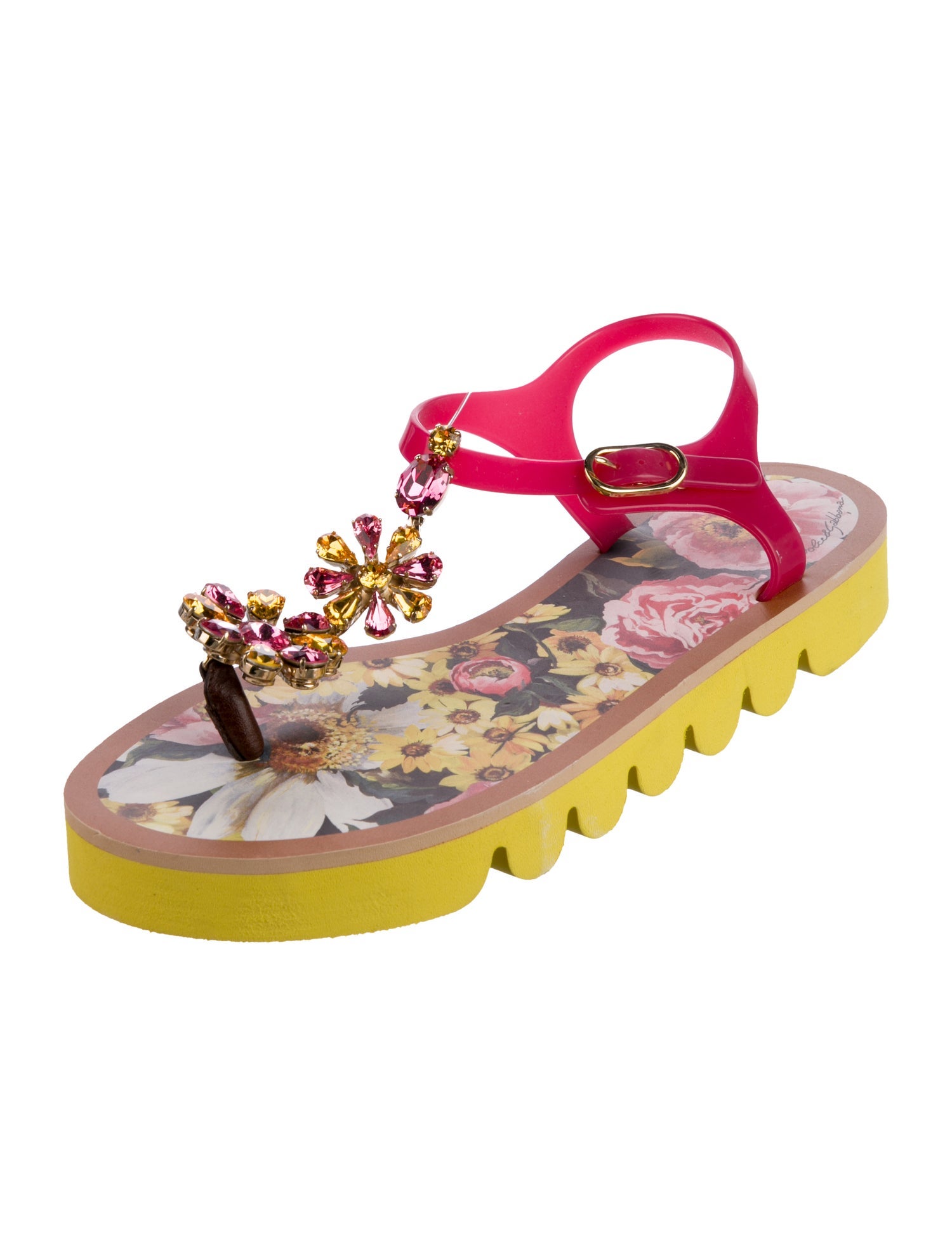 Dolce & Gabbana Rubber T-Strap Sandals