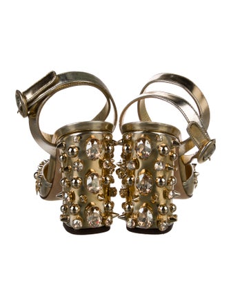 Dolce & Gabbana Leather Crystal Embellishments Slingback Pumps