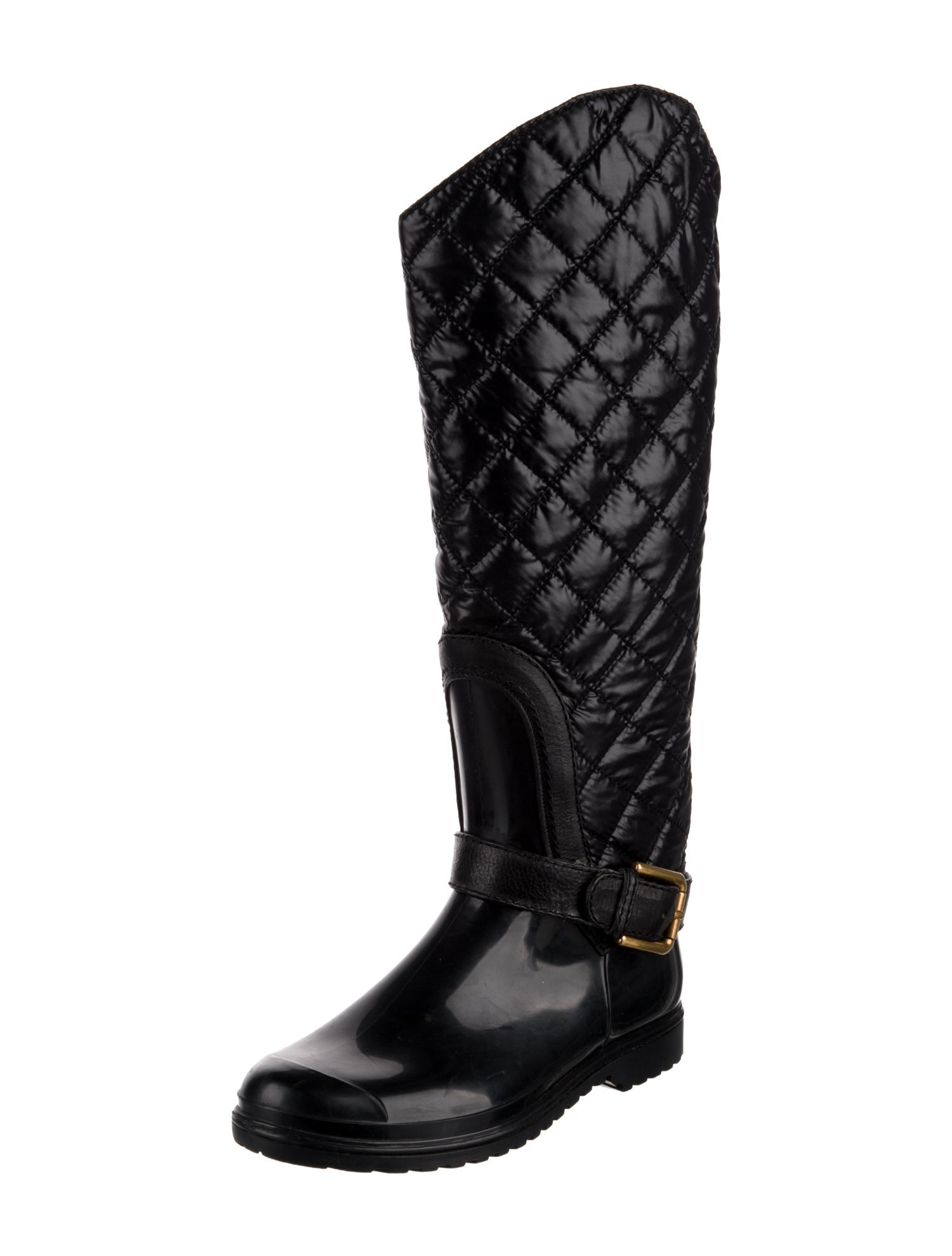Dolce & Gabbana Rubber Leather Trim Embellishment Rain Boots