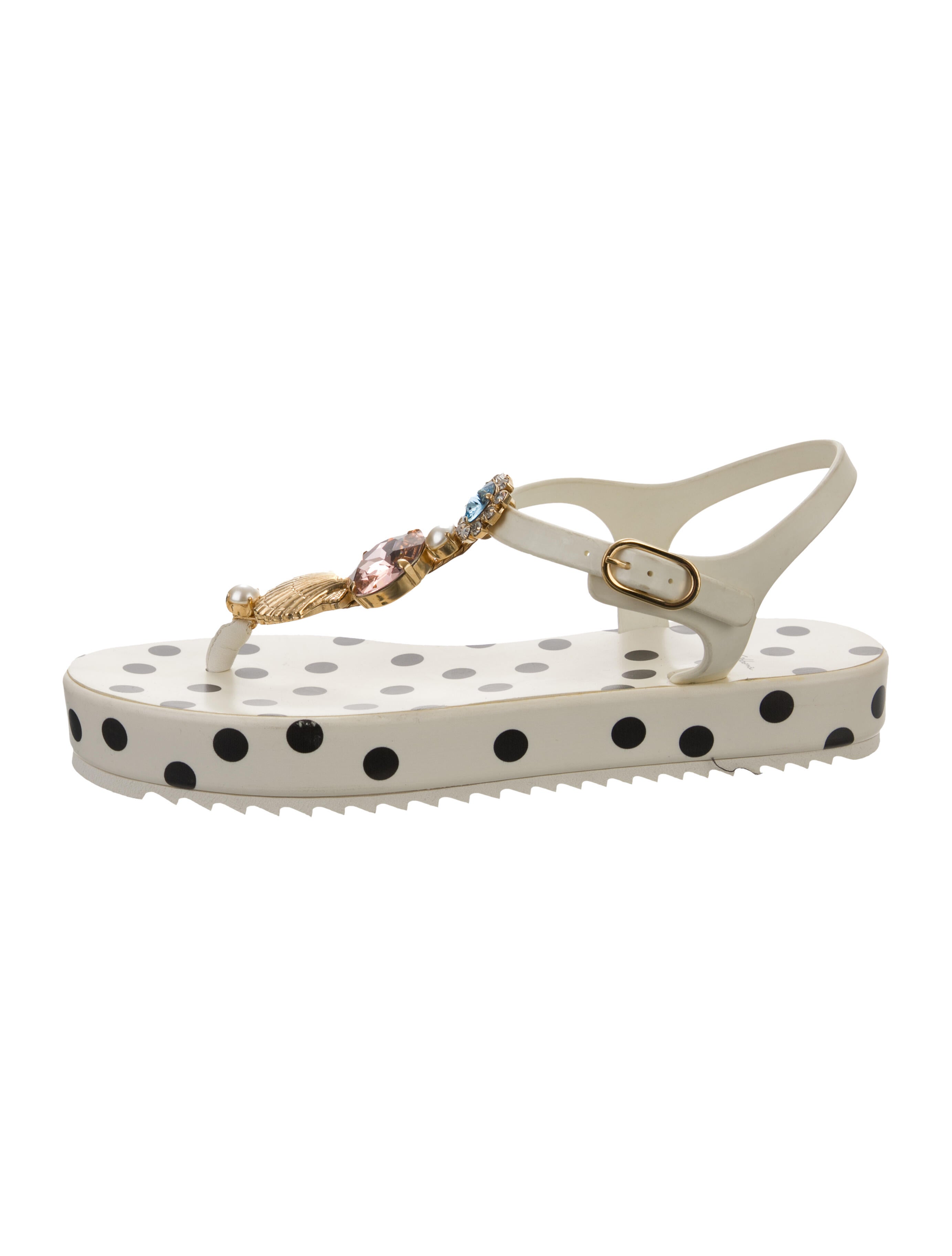 Dolce & Gabbana Rubber Polka Dot Print Sandals