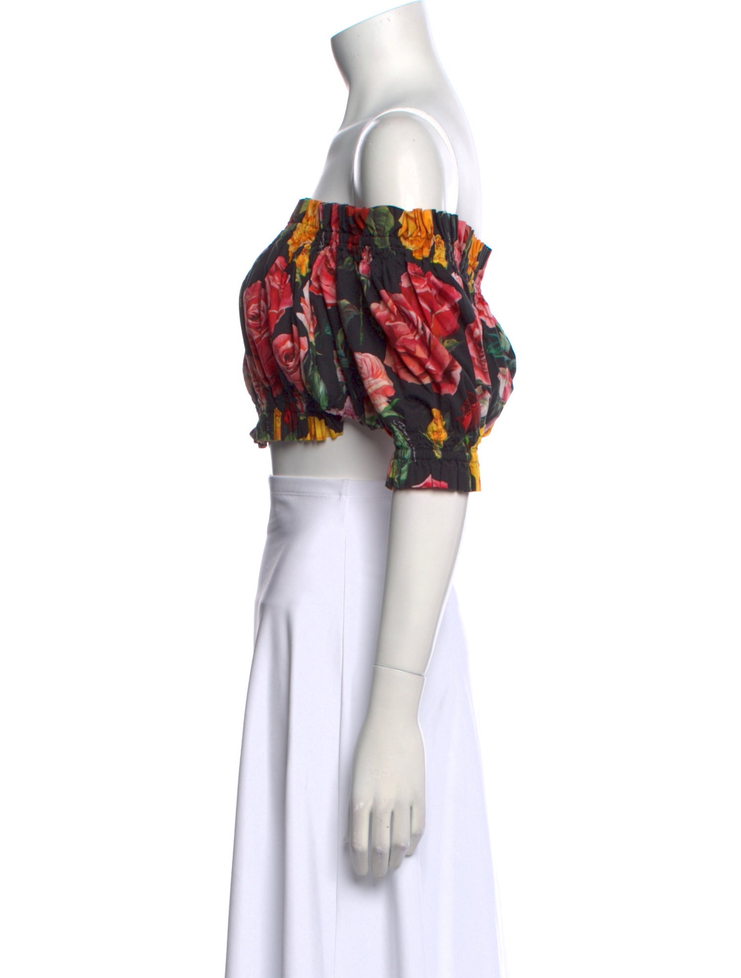 Dolce & Gabbana Floral Print Off-The-Shoulder Crop Top