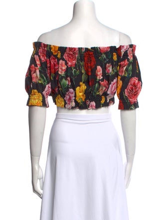 Dolce & Gabbana Floral Print Off-The-Shoulder Crop Top
