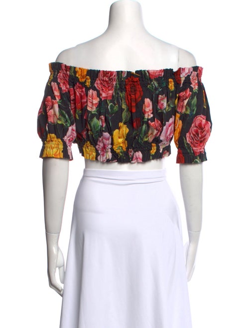 Dolce & Gabbana Floral Print Off-The-Shoulder Crop Top