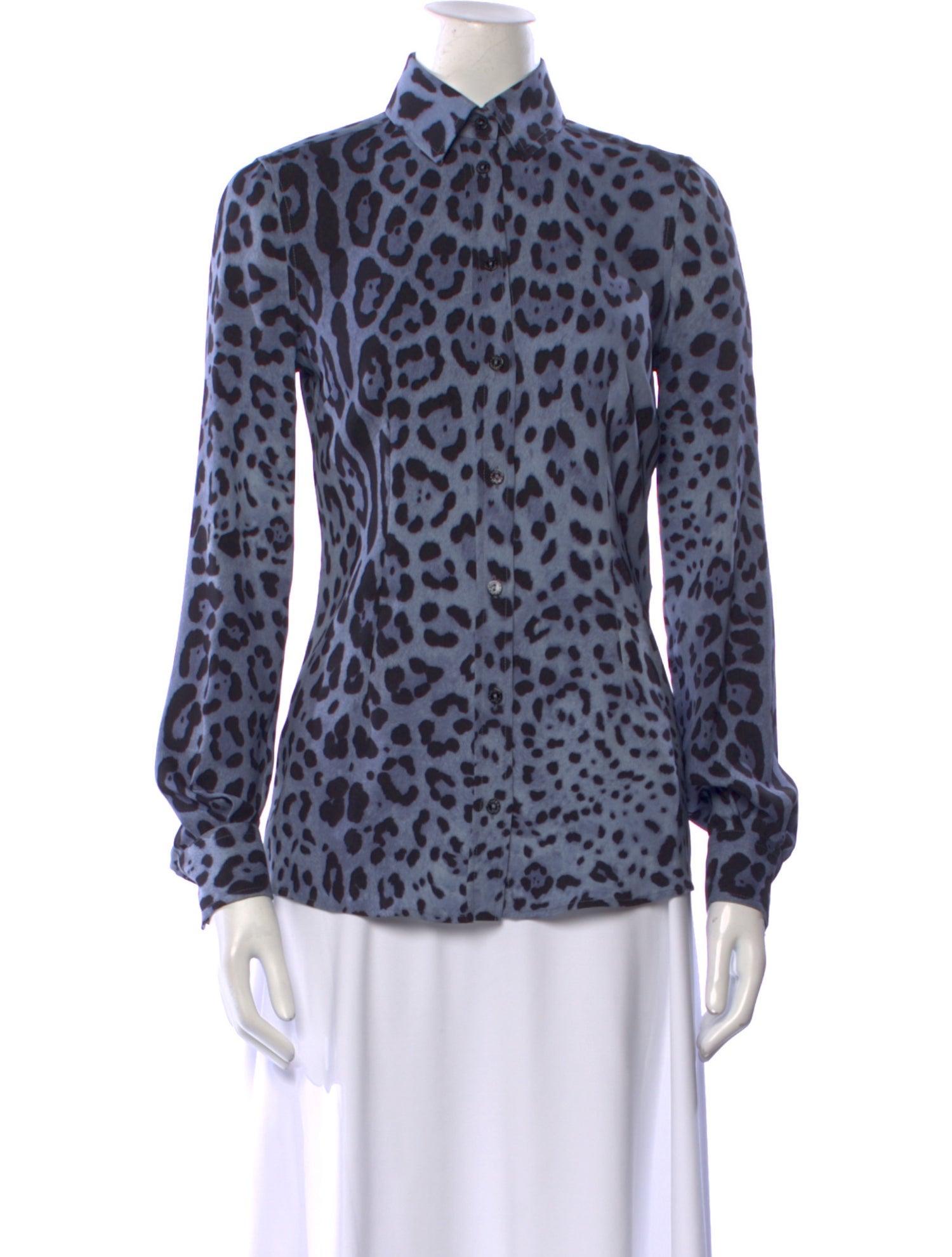 Dolce & Gabbana Silk Animal Print Button-Up Top