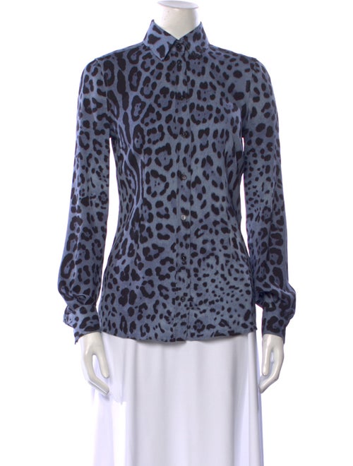 Dolce & Gabbana Silk Animal Print Button-Up Top